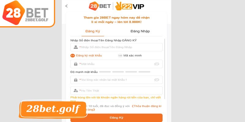 Để đăng ký 28BET anh em hãy truy cập vào trang chính thức