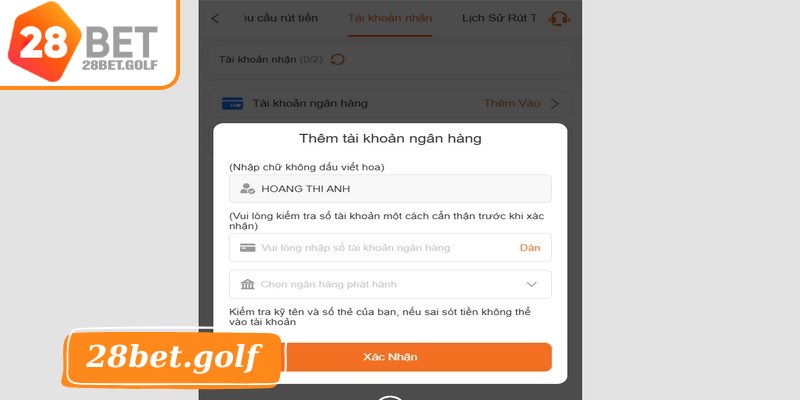 Trước khi đổi thưởng bạn cần xác minh tài khoản ngân hàng hợp lệ